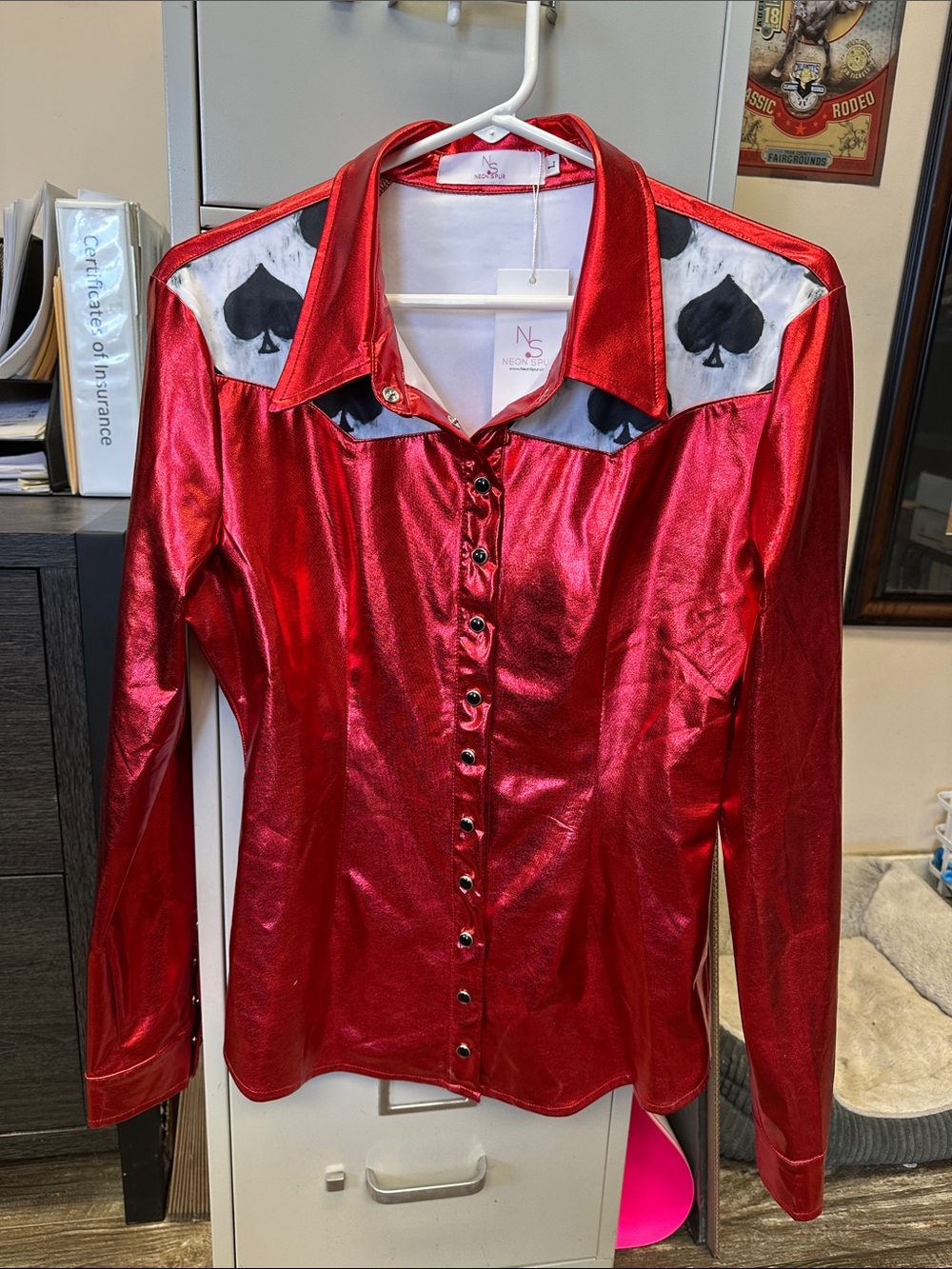 Neon Spur Western Shirt with Spade Accent